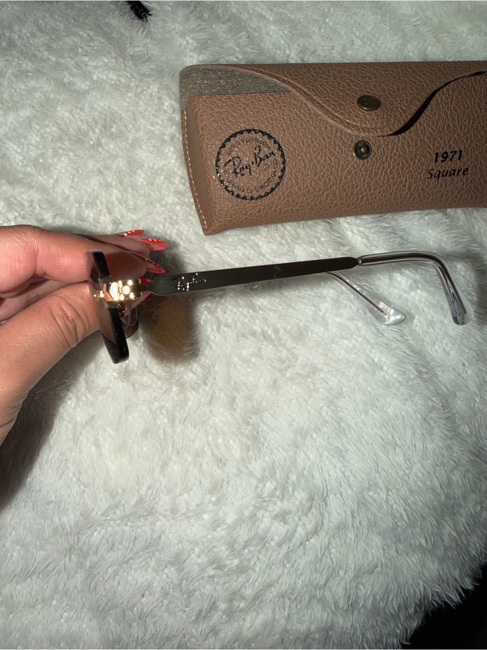 Ray-Ban Gold Frame Brown Lens Rimless Sunglasses - Picture 3 of 4